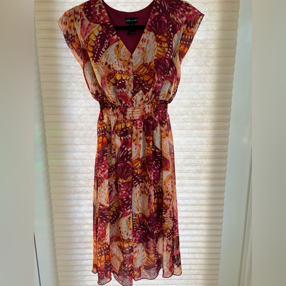 Kate and Lily Elegant Multicolor Women's Butterfly Dress